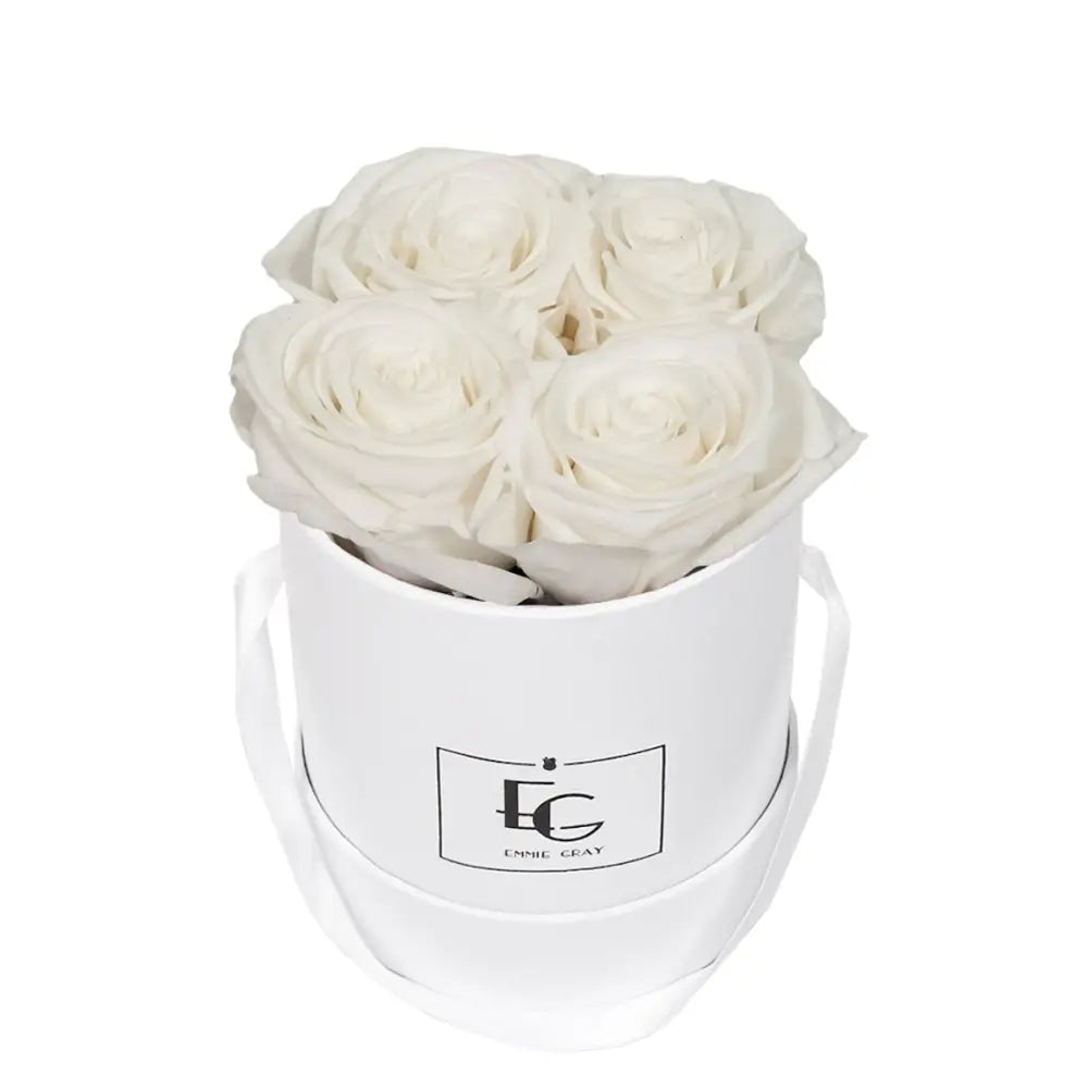 Classic Infinity Round Rosebox XS – Preserved Roses Up to 3 Years – Rose Box Pure White by Flor de Oro | Customizable Luxury Jewelry
