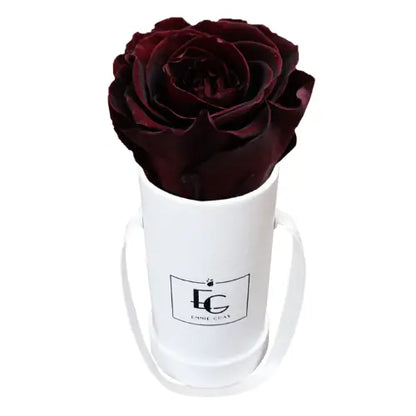Classic Infinity Round Rosebox XSS – Preserved Roses Up to 3 Years – Rose Box Burgungy by Flor de Oro | Customizable Luxury Jewelry