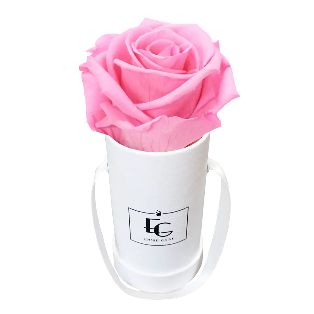 Classic Infinity Round Rosebox XSS – Preserved Roses Up to 3 Years – Rose Box Bridal Pink by Flor de Oro | Customizable Luxury Jewelry