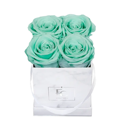 Classic Infinity Square Rosebox XS – Preserved Roses Up to 3 Years – Rose Box Minty Green by Flor de Oro | Customizable Luxury Jewelry