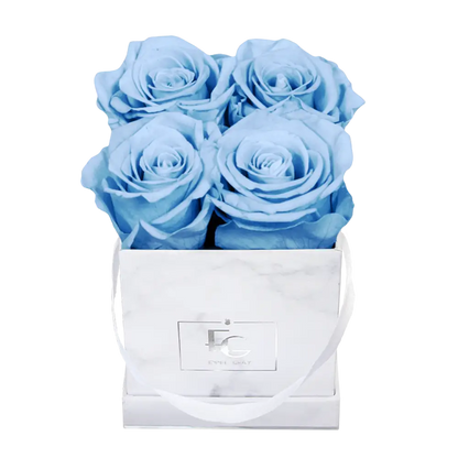 Classic Infinity Square Rosebox XS – Preserved Roses Up to 3 Years – Rose Box Baby Blue by Flor de Oro | Customizable Luxury Jewelry