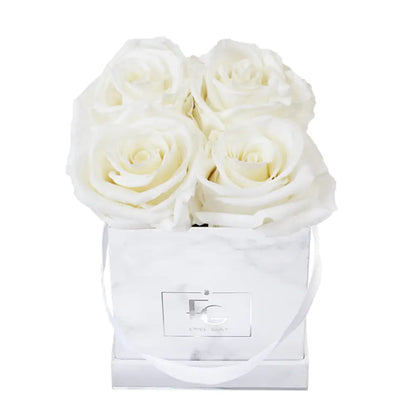 Classic Infinity Square Rosebox XS – Preserved Roses Up to 3 Years – Rose Box Pure White by Flor de Oro | Customizable Luxury Jewelry
