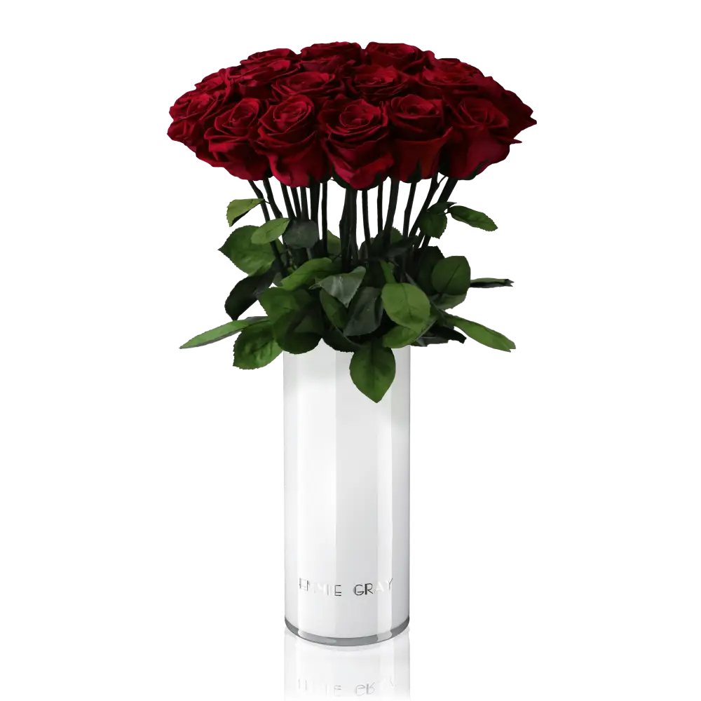 Classic Vase Set L – Preserved Roses Up to 3 Years – Jewelry Burgungy by Flor de Oro | Customizable Luxury Jewelry