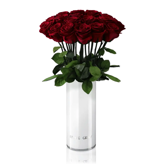 Classic Vase Set L – Preserved Roses Up to 3 Years – Jewelry Burgungy by Flor de Oro | Customizable Luxury Jewelry