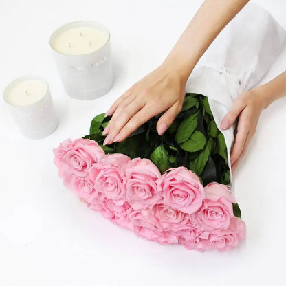 Classic Vase Set L – Preserved Roses Up to 3 Years – Jewelry Bridal Pink by Flor de Oro | Customizable Luxury Jewelry