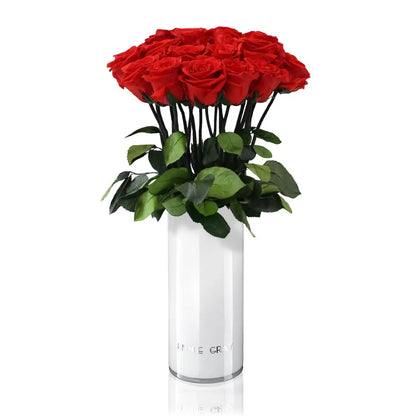 Classic Vase Set L – Preserved Roses Up to 3 Years – Jewelry Vibrant Red by Flor de Oro | Customizable Luxury Jewelry
