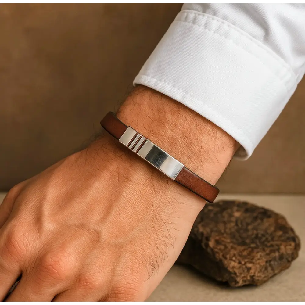 Cruz Brown Bracelet – Bracelet Sterling Silver Silver by Flor de Oro | Customizable Luxury Jewelry