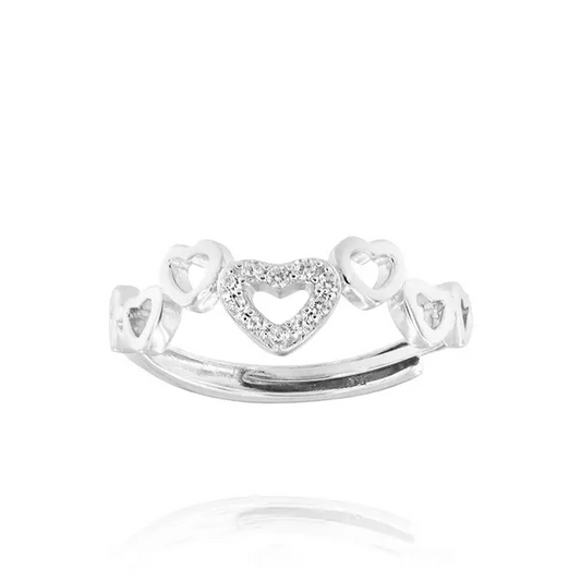 Crystal Hearts Band Ring – Ring by Flor de Oro | Customizable Luxury Jewelry