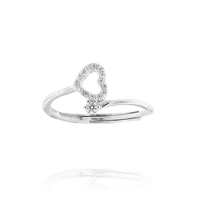 Crystal Open Heart Ring – Ring by Flor de Oro | Customizable Luxury Jewelry