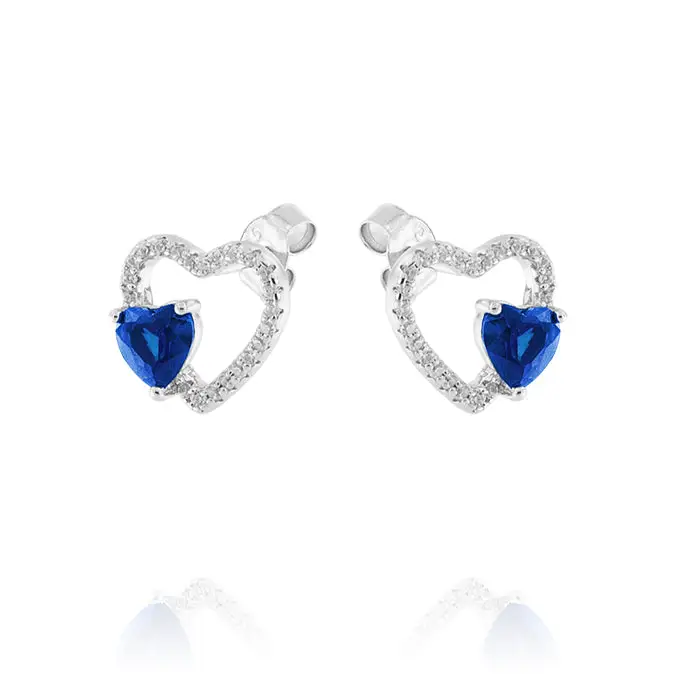 Double Heart Sapphire Earrings – Earrings by Flor de Oro | Customizable Luxury Jewelry