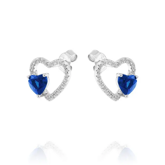 Double Heart Sapphire Earrings – Earrings by Flor de Oro | Customizable Luxury Jewelry