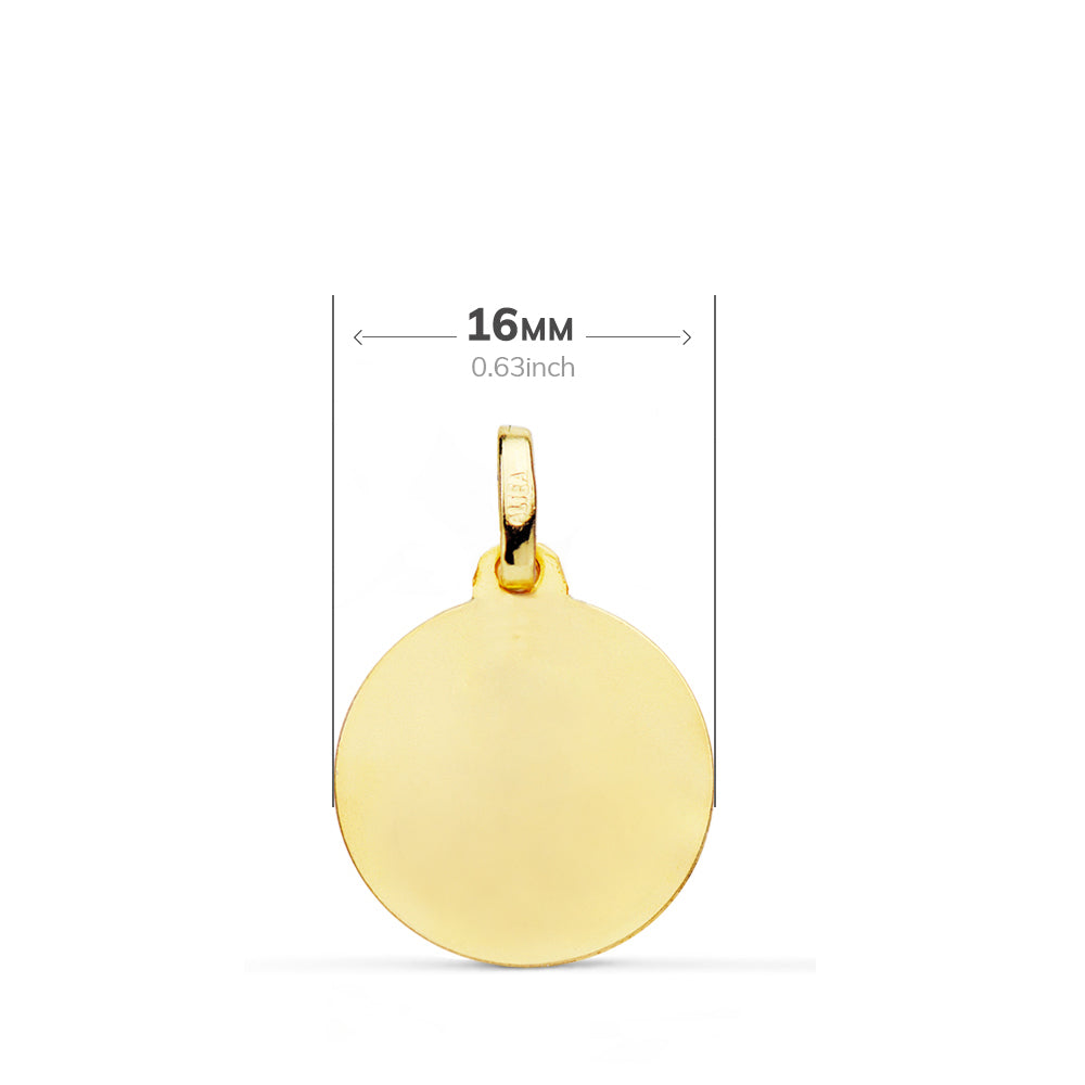 18K Yellow Gold French Mary Medallion — 16 mm