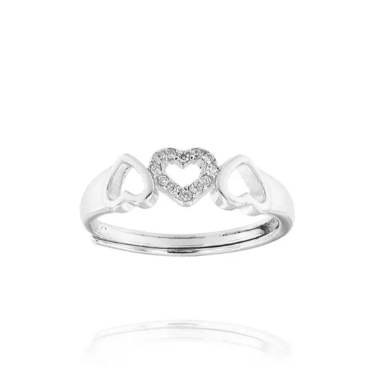 Heart Trio Crystal Ring – Ring by Flor de Oro | Customizable Luxury Jewelry