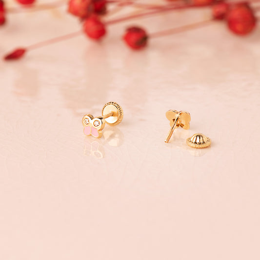 18K Yellow Gold Butterfly Earrings
