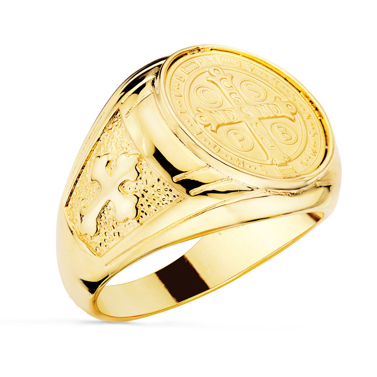 18K Yellow Gold Cross Signet Ring