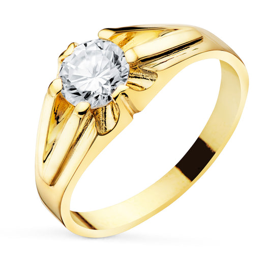 18K Yellow Gold Solitaire Ring