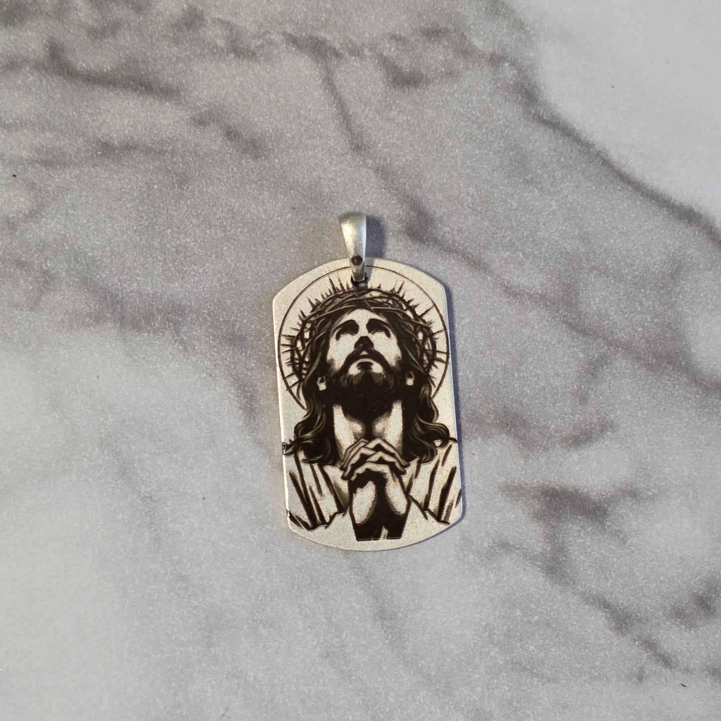Sterling Silver Jesus Christ Pendant – Rectangular