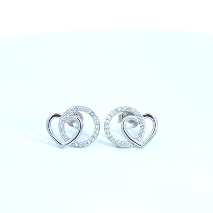 Interlocking Heart Stud Earrings