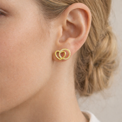 Interlocking Heart Stud Earrings