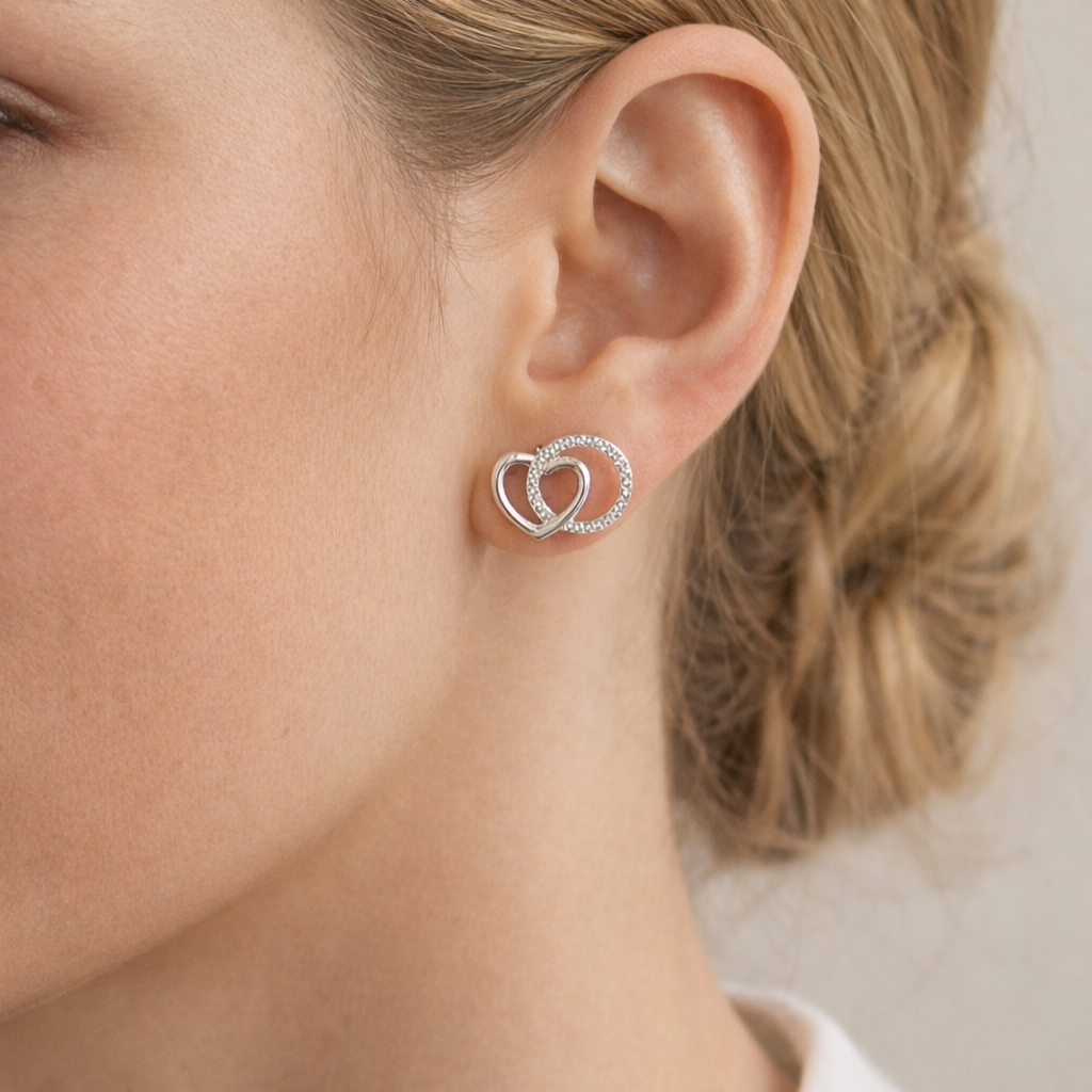 Interlocking Heart Stud Earrings