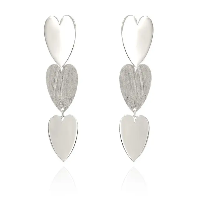 Triple Heart Drop Earrings – Earrings by Flor de Oro | Customizable Luxury Jewelry