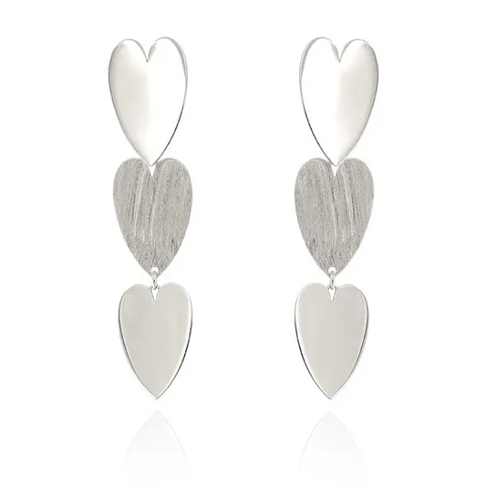 Triple Heart Drop Earrings – Earrings by Flor de Oro | Customizable Luxury Jewelry