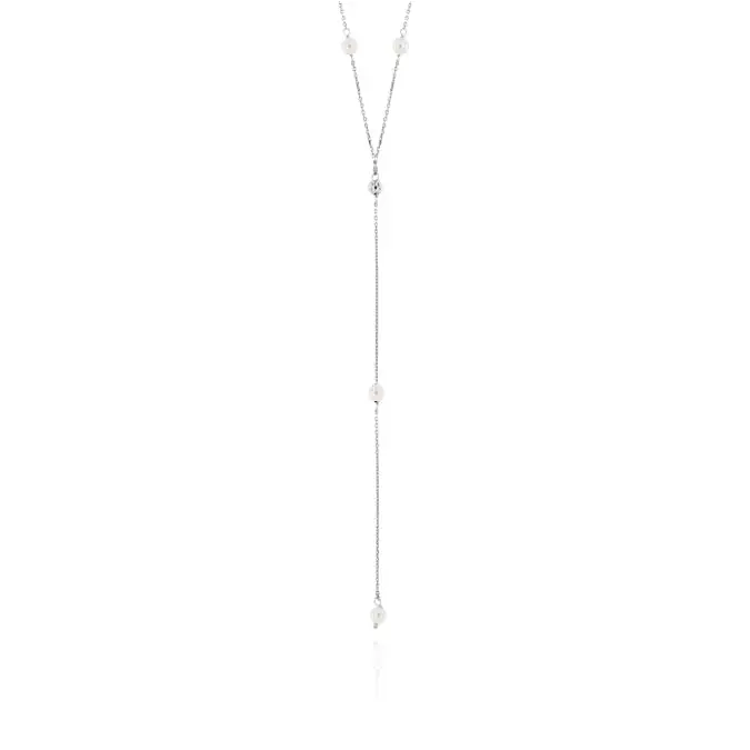 White Pearl & Glossy Bead Necklace – Necklace by Flor de Oro | Customizable Luxury Jewelry