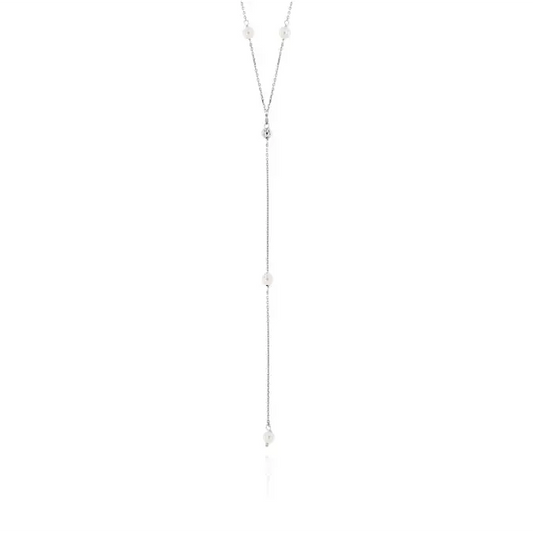 White Pearl & Glossy Bead Necklace – Necklace by Flor de Oro | Customizable Luxury Jewelry